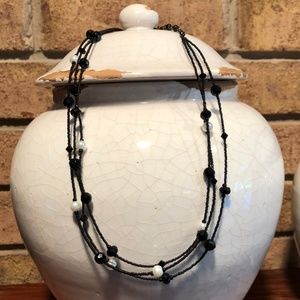 WHBM 3-Strand Black & White Beaded Necklace